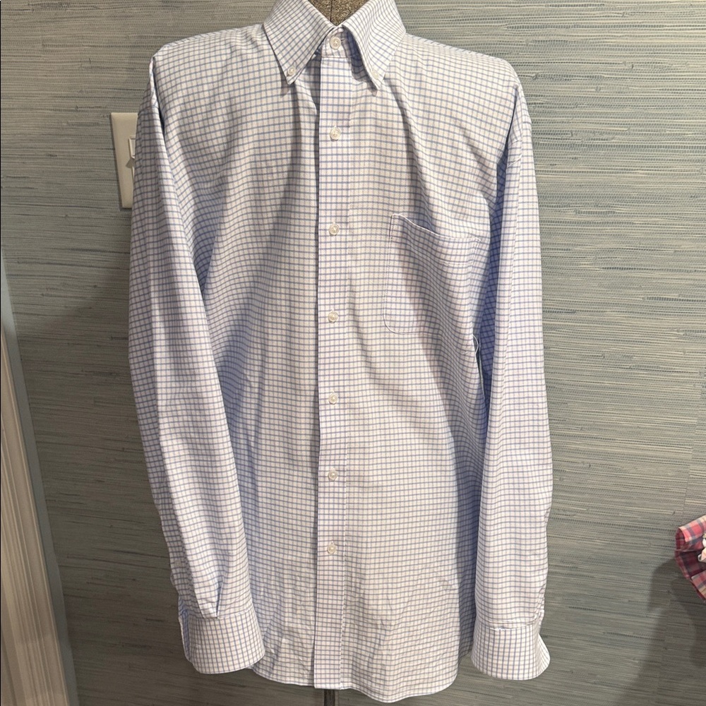 Preswick & Moore Light Blue and White Checkered Dress Shirt